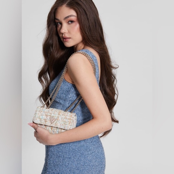 New GUESS Spark Quilted Tweed Micro Mini Bag - Picture 2 of 7